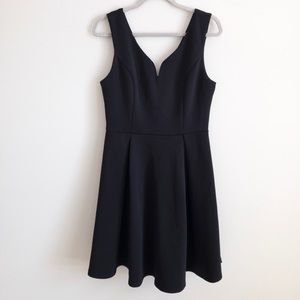 Cocktail party black v-neck dress, L, worn once